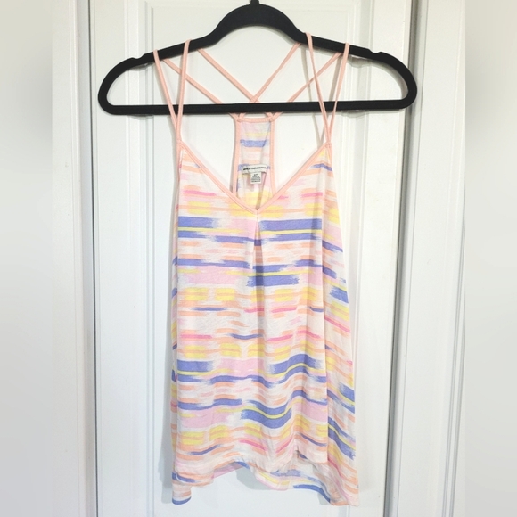 Tops - American Eagle Oufitters Colorful Pastel Striped Strappy Tank Top, Size Small
